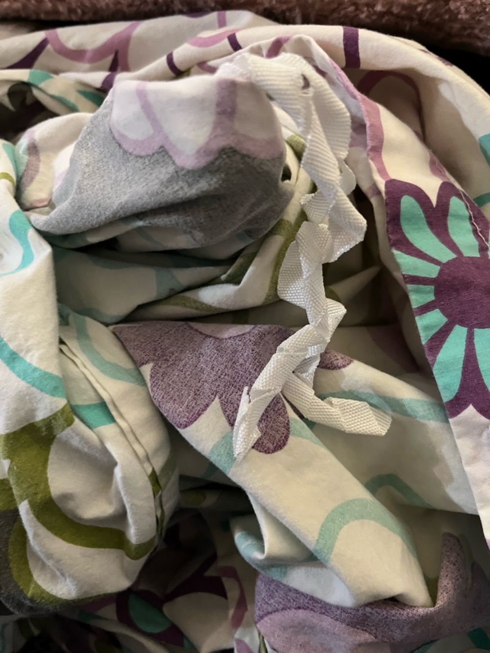 Pottery Barn Teen~Floral Print Gray, Purple & Teal~ Queen Duvet & Pillowcases - Picture 5 of 16